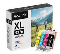 Cartuchos de tinta 937XL 937e Multipack para cartuchos de tinta HP 937 | XL compatible con impresoras Officejet Pro 9110b 9120b 9720b 9130b 9117b 9720 9730 (paquete de 4, negro, cian, magenta