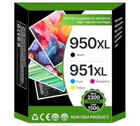 Cartuchos de Tinta 950XL 951XL de Repuesto para HP 950 951 XL compatibles con Officejet Pro 8620 8610 8600 8100 8615 8630 251dw 276dw 8640 8625 8660 (Negro, Cian, Magenta, Amarillo, 4 Unidades)