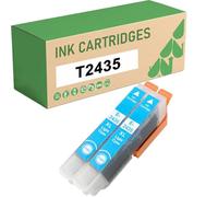 Cartuchos De Tinta Cian Claro 24XL T2435 Compatibles para Epson 24XL E-2435 para Impresora Expression Photo XP-55 XP-750 XP-760 XP-850 XP-860 XP-950 XP-960 XP-970 2-Pack
