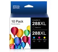 Cartuchos de tinta de alto rendimiento 288XL T288 con chip de última generación, compatibles con Epson XP-440/330/340/430/446/434 (paquete de 10)