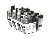 Cartuchos de Tinta LC421XL 4-Pack, Compatible con Brother, DCP-J1050DW | DCP-J1140DW, DCP-J1800DW, MFC-J1010DW, para impresoras LC421 y LC421XL(4 Pcs Black)
