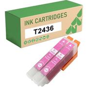 Cartuchos De Tinta Magenta Claro 24XL T2436 Compatibles para Epson 24XL E-2436 para Impresora Expression Photo XP-55 XP-750 XP-760 XP-850 XP-860 XP-950 XP-960 XP-970 2-Pack