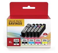 Cartuchos de tinta MX920/MX922 PGI-250/CLI-251, paquete económico de 5 colores, compatibles con cartuchos de tinta Canon 250 y 251.