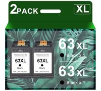 Cartuchos de tinta negra 63XXL de repuesto para HP Ink 63 63 XL para HP OfficeJet 3830 4650 4655 5255 3833 Envy 4520 4512 DeskJet 1112 2130 3630 (2 negros)