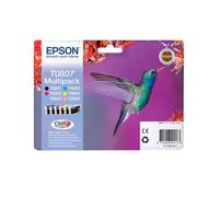 Epson T0807 Cartucho de Tinta, Negro, Cian, Magenta, Amarillo (44.4 ml) válido para los Modelos Stylus Photo PX700W, PX660, PX650, P50 y Otros, Normal, Multipack