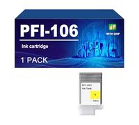 Cartuchos De Tinta PFI-106 con Chip Compatibles con Impresoras para Canon IPF 6400, IPF 6450, IPF 6410, IPF 6460, IPF 6400S E IPF 6410S (130 Ml),Y-1 Pack