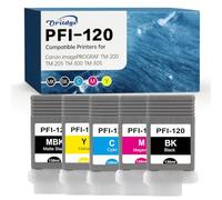 Cartuchos de Tinta PFI-120 para Canon PFI 120 (Paquete de 5, MBK+BKCMY) | Cartucho de tinta PFI-120MBK PFI-120BK PFI-120C PFI-120M PFI-120Y, negro, cian, magenta, amarillo