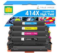 TRUE IMAGE Cartuchos de tóner 414X – 4 uds alto rendimiento con chip, compatibles HP MFP M479/M454