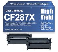 Cartuchos de tóner 87X CF287X compatibles con 87A CF287A. Tóner de Alto Rendimiento y Gran Capacidad. para HP M506dn M506n M506x M527z M527f M527dn M501dn Impresoras con Chip,87X-2PC