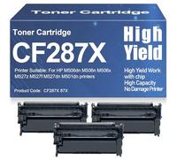 Cartuchos de tóner 87X CF287X compatibles con 87A CF287A. Tóner de Alto Rendimiento y Gran Capacidad. para HP M506dn M506n M506x M527z M527f M527dn M501dn Impresoras con Chip,87X-3PC