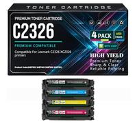 Cartuchos de tóner C2326 24B7502 24B7499 24B7500 24B7501 XC2326 Negro | Cian Amarillo Magenta Para Lexmark C2326 XC2326 Impresoras Con chip Rendimiento 6000 páginas,XC2326-4Pack