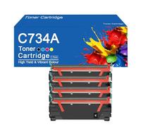 Cartuchos de tóner C734A de Alto Rendimiento para impresoras Lexmark C736, C736dn, C736n, X736, X736de y X738. Fáciles de Instalar y Usar.,C734A-4Color