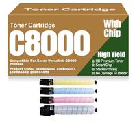 Cartuchos de tóner C8000 Reemplazo Compatible 106R04050 106R04051 106R04052 106R04053 Tóner Negro Amarillo Magenta Cian Alta Capacidad para Xerox Versalink C8000 Impresoras,4Pack-C8000