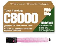 Cartuchos de tóner C8000 Reemplazo Compatible 106R04050 106R04051 106R04052 106R04053 Tóner Negro Amarillo Magenta Cian Alta Capacidad para Xerox Versalink C8000 Impresoras,Magenta-C8000