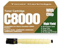 Cartuchos de tóner C8000 Reemplazo Compatible 106R04050 106R04051 106R04052 106R04053 Tóner Negro Amarillo Magenta Cian Alta Capacidad para Xerox Versalink C8000 Impresoras,Yellow-C8000