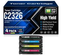 Cartuchos de tóner compatibles C2326 (24B7502, 24B7499, 24B7500, 24B7501) para Lexmark C2326 XC2326 Impresoras con Chip Alto Rendimiento 6000 páginas
