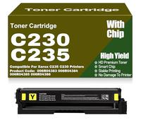 Cartuchos de tóner compatibles con Chip C230 006R04383, 006R04384, 006R04385 y 006R04386 de Alto Rendimiento para Xerox C235 y C230 Impresoras,Yellow-C230