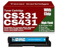 Cartuchos de tóner compatibles CS331 CS431 Negro Amarillo Magenta y Cian de Repuesto para Lexmark CS331 CS331DW CX331 CX331ADWE CS431 CS431DW CX431 CX431ADW,Cyan-CS331