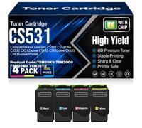 Cartuchos de tóner compatibles CS531 (75M20K0 75M20C0 75M20M0 75M20Y0) con Chip para Lexmark CS531 CS531dw CX532 CX532adwe CS632 CS632dwe CX635 CX635adwe
