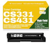 Cartuchos de tóner compatibles de Alta Capacidad 20N20C0 20N20K0 20N20M0 20N20Y0 para Lexmark CS331 CS331DW CX331 CX331ADWE CS431 CS431DW CX431 CX431ADW Impresoras con Chip,Black-CS331