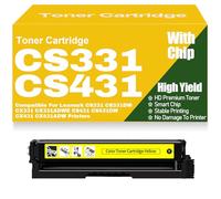 Cartuchos de tóner compatibles de Alta Capacidad 20N20C0 20N20K0 20N20M0 20N20Y0 para Lexmark CS331 CS331DW CX331 CX331ADWE CS431 CS431DW CX431 CX431ADW Impresoras con Chip,Yellow-CS331