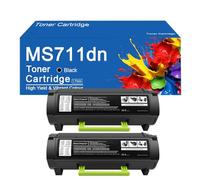 Cartuchos de tóner compatibles MS711dn de Repuesto para impresoras Lexmark MS710, MS711, MS810, MS811 y MS812 con Chip.,MS711dn-2Set