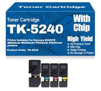 Cartuchos de tóner compatibles P5026cdn P5026cdw TK5240 Negro Cian Amarillo Magenta Tóner para Kyocera ECOSYS M5526cdn M5526cdw P5026cdn P5026cdw Impresoras Alto Rendimiento,4Pack-High Capacity