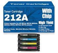 Cartuchos de tóner compatibles para M554dn M555dn M578dn 212A Tóner W2120A W2121A W2122A W2123A con Chip Alto Rendimiento para HP M578c M578z M555dn M555x M578dn M578f,4Pack-212A