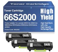 Cartuchos de tóner compatibles para MS531dw y MS631dw Tóner Negro 66S2000 para Lexmark MS531dw MS631dw MS632dwe MX532adwe MX632adwe Impresoras Alto Rendimiento con Chip,66S2000-3PC