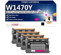 Cartuchos de Tóner Compatibles W1470Y de Repuesto para HP Laserjet Enterprise Flow MFP M634h M635z M636z M634z M635fht M635h M636z Impresoras, Volumen de Impresión,Black-4 Pack