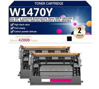 Cartuchos de Tóner Compatibles W1470Y para HP Laserjet Enterprise Flow MFP M634h M635z M636z M634z M635fht M635h M636z Impresoras, Rendimiento Estimado 42000 Páginas,Black-2 Pack