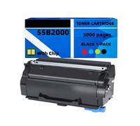 Cartuchos de tóner con Rendimiento de 3000 páginas (55B2000) Compatibles con impresoras Lexmark MS331dn, MS431dn, MS431dw, MX331adn, MX431adw, MX431adn, MX432adwe, MS331, MS431, MX331 y MX431