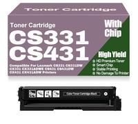 Cartuchos de tóner CX331 CX431 CS331 CS431 con Chip 20N20C0 20N20K0 20N20M0 20N20Y0 Compatibles para Lexmark CS331 CS331DW CX331 CX331ADWE CS431 CS431DW CX431 CX431ADW,Black-CS331