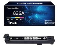 Cartuchos de Tóner de Alta Capacidad 826A de Repuesto para HP 826A CF310A CF311A CF312A CF313A para HP Color LaserJet M880z M880 M855xh M855dh M855x Impresoras,Black-1 Pack