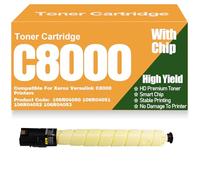 Cartuchos de tóner de Alta Capacidad C8000 compatibles con 106R04050, 106R04051, 106R04052 y 106R04053 para Xerox Versalink C8000 Impresoras con Chip,Yellow-C8000