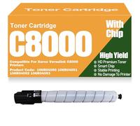 Cartuchos de tóner de Alta Capacidad C8000 compatibles con 106R04050, 106R04051, 106R04052 y 106R04053 para Xerox Versalink C8000 Impresoras con Chip,Black-C8000