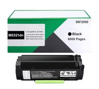 Cartuchos De Tóner De Alto Rendimiento MS321dn De Repuesto para 56F2000 56F2H00 para Impresoras Lexmark MS321 MS421 MS521 MS621 MS622 MX321 MX421 MX521 MX522 MX622, con Chip,Black-6000 Pages