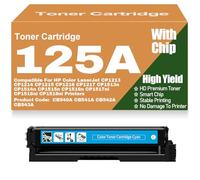 Cartuchos de tóner de Color 125A compatibles CB540A CB541A CB542A CB543A para HP CP1213 CP1214 CP1215 CP1216 CP1217 CP1513n CP1514n CP1515n CP1516n CP1517ni CP1518ni,Cyan-125A