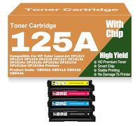 Cartuchos de tóner de Color 125A compatibles CB540A CB541A CB542A CB543A para HP CP1213 CP1214 CP1215 CP1216 CP1217 CP1513n CP1514n CP1515n CP1516n CP1517ni CP1518ni,4Pack-125A
