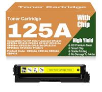 Cartuchos de tóner de Color 125A compatibles CB540A CB541A CB542A CB543A para HP CP1213 CP1214 CP1215 CP1216 CP1217 CP1513n CP1514n CP1515n CP1516n CP1517ni CP1518ni,Yellow-125A