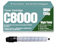 Cartuchos de tóner de Color compatibles la Impresora C8000 106R04050 106R04051 106R04052 106R04053 Alto Rendimiento Alta Capacidad para Xerox Versalink C8000 Impresoras,Black-C8000