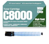 Cartuchos de tóner de Color compatibles la Impresora C8000 106R04050 106R04051 106R04052 106R04053 Alto Rendimiento Alta Capacidad para Xerox Versalink C8000 Impresoras,Cyan-C8000