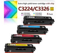 Cartuchos de tóner Lexmark MC3224 MC3326 (con chip), C3210K0 C3210C0 C3210M0 C3210Y0 para C3224dw MC3224i MC3224dwe MC3224adwe C3326dw MC33224dwe 6i MC333 Impresora 26dwe C3426dw MC3426i (paquete de 4