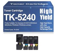 Cartuchos de tóner M5526cdn M5526cdw Compatibles TK5240 Negro, Cian, Amarillo, Magenta Tóner para Kyocera ECOSYS M5526cdn M5526cdw P5026cdn P5026cdw Impresoras,4Pack-High Capacity