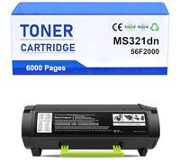 Cartuchos De Tóner MS321dn De Alto Rendimiento para Tóner Lexmark 56F2000 56F2H00 Compatibles con Impresoras MS321 MS421 MS521 MS621 MS622 MX321 MX421 MX521 MX522 MX622,Black-6000 Pages
