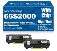 Cartuchos de tóner Negro compatibles 66S2000 de Alto Rendimiento para Lexmark MS531dw MS631dw MS632dwe MX532adwe MX632adwe Impresoras con Chip,66S2000-2PC