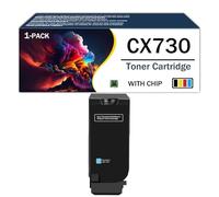 Cartuchos de tóner Premium CX730 con Chip de Alto Rendimiento para impresoras multifunción Lexmark CS730de, CS735de, CX730de, CX735adse y CX737adzse para Productos de Oficina,Cyan-Low Yield