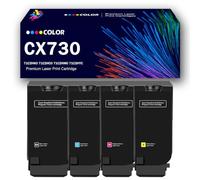 Cartuchos de tóner remanufacturados 71C2HK0, 71C2HC0, 71C2HM0 y 71C2HY0 con Chip de Repuesto para impresoras Lexmark CX730, CS730de, CS735de, CX730de, CX735adse y CX737adzse,4Color-1Pack