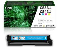 Cartuchos de tóner remanufacturados CS331 CS431 con Chip de Repuesto para impresoras multifunción Lexmark CS331 CS331DW CX331 CX331ADWE CS431DW CX431ADW (Negro Amarillo Cian Magenta),Cyan-1Pack