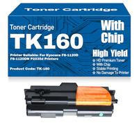 Cartuchos de tóner TK-160 para FS-1120D, FS-1120DN y P2035d Alto Rendimiento Compatible para Kyocera FS-1120D FS-1120DN P2035d Impresoras con Chip,TK160-1PC